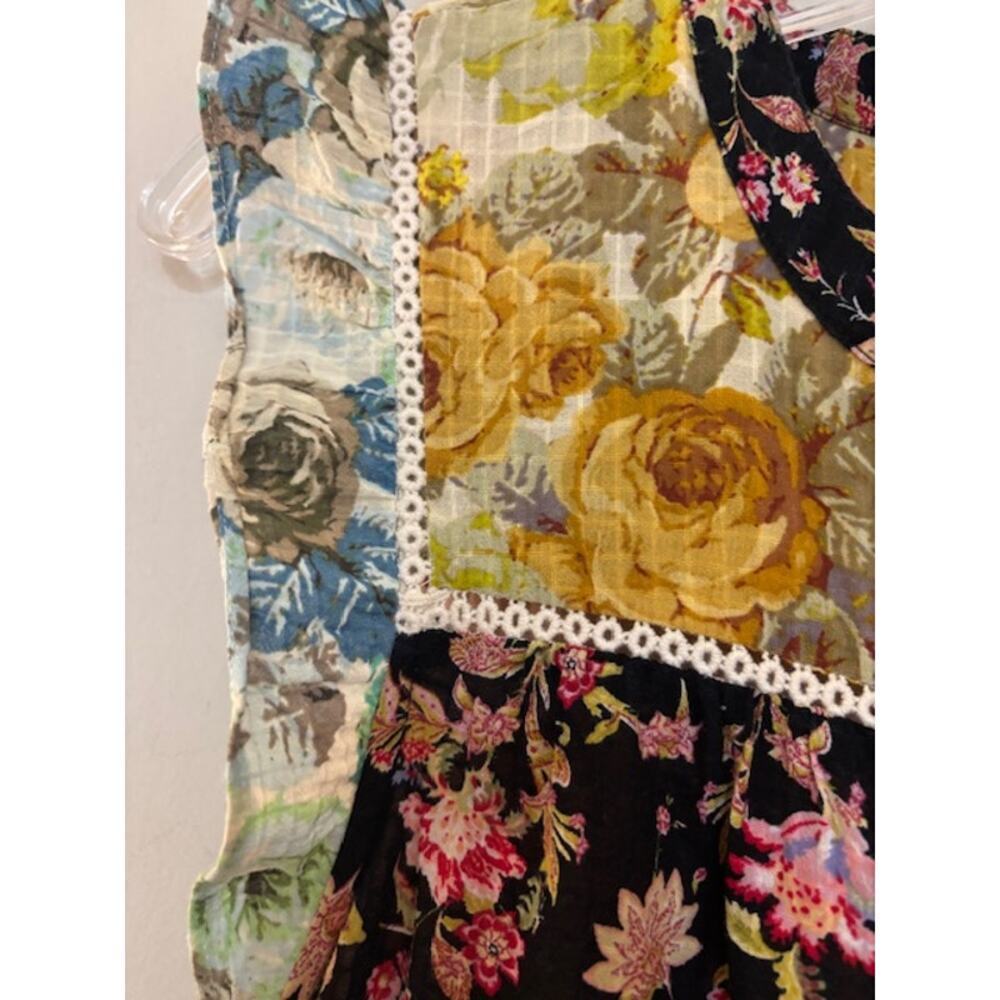 Anthropologie Ruffled Tiered Boho Romantic Coquette Patchwork Maxi Dress Med - Picture 7 of 10